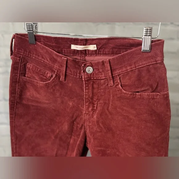 Levis 710 Super Skinny Corduroy Jeans | Rust Red | Sz Womens 28 - Picture 4 of 16